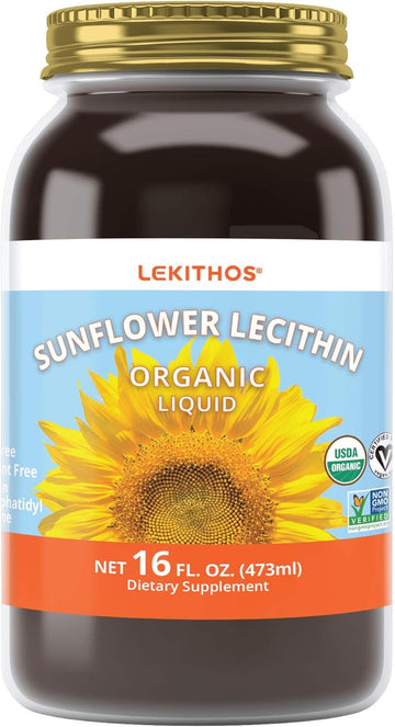 Lekithos Organic Sunflower Lecithin Liquid - 16 fl oz - Certified USDA1.5 Pounds