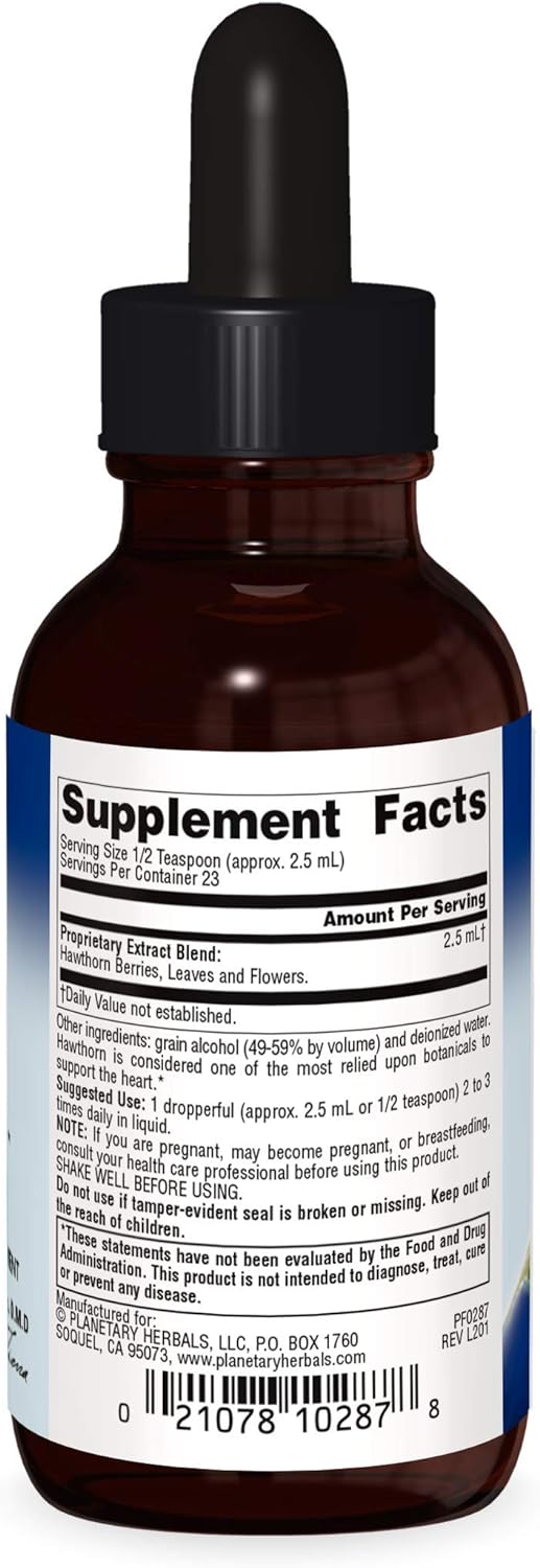 Planetary Herbals Full Spectrum Hawthorn Liquid Extract Supplement, 2 