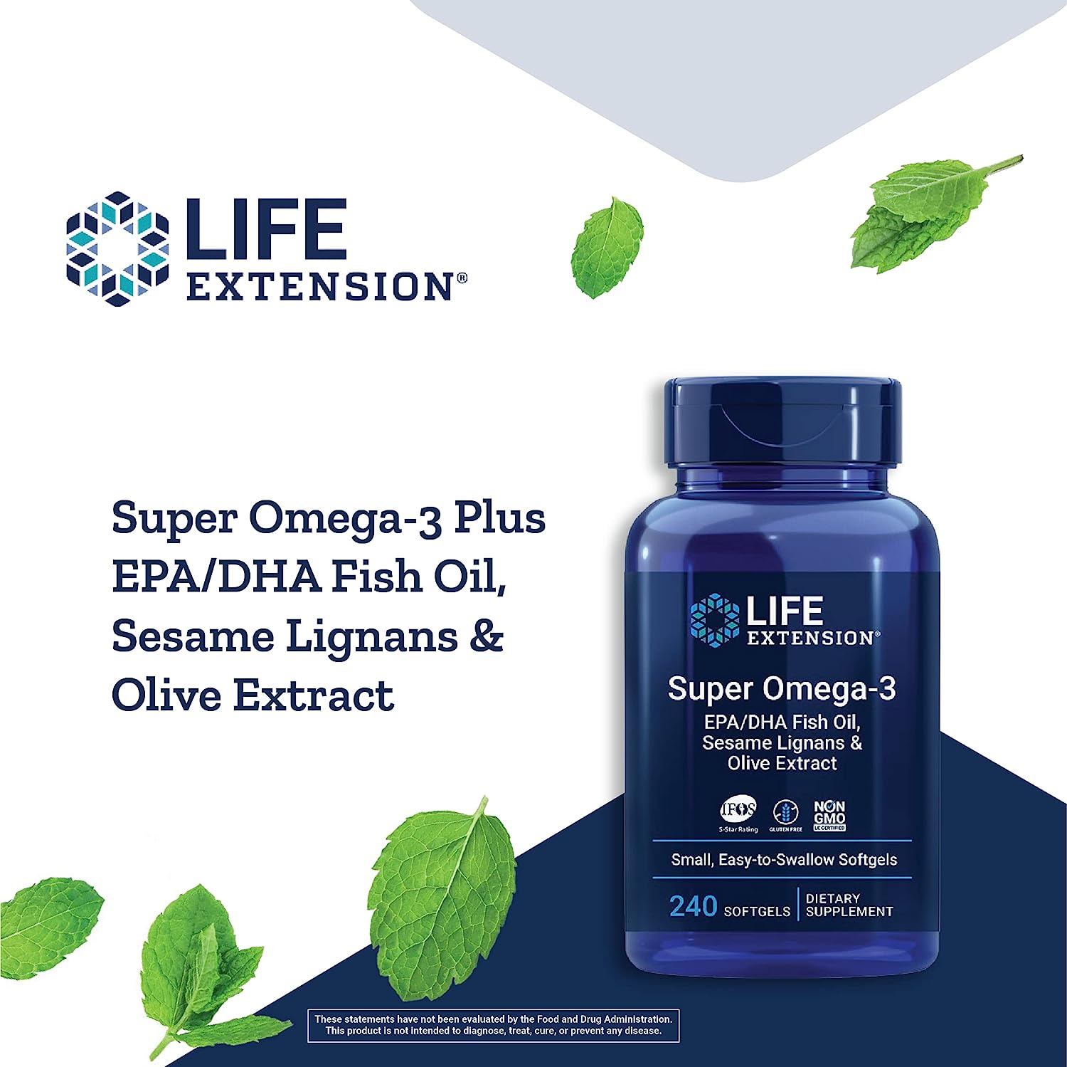  Life Extension Super Omega-3 EPA/DHA Fish Oil, Sesame Ligna