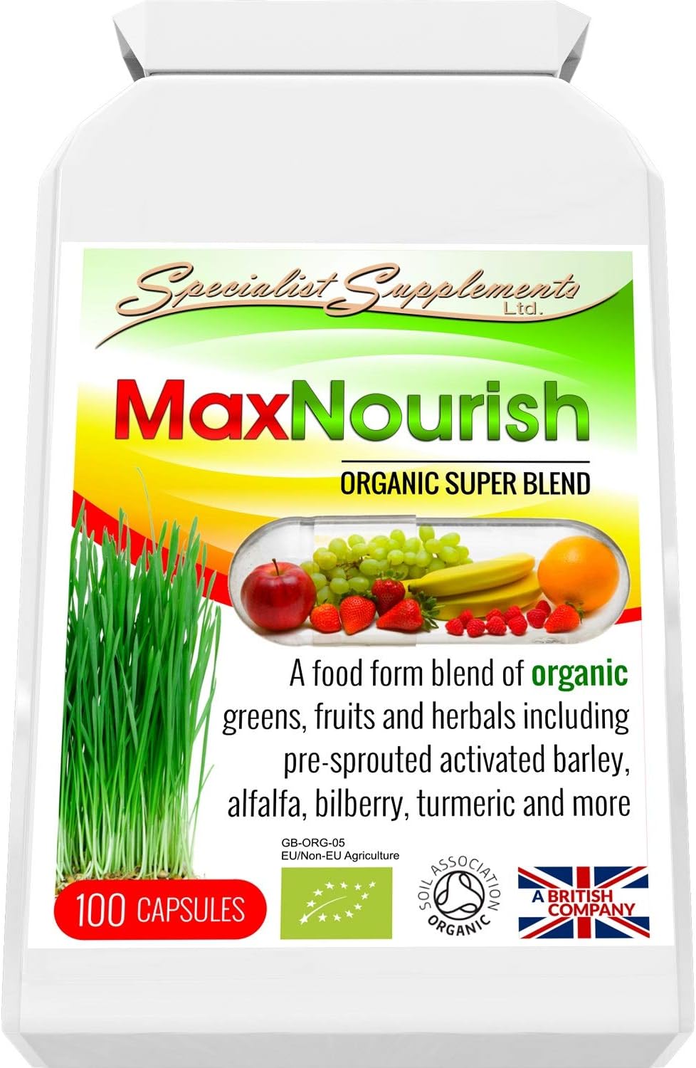 Specialist Supplements MaxNourish Organic 100 Capsules, (Pack of 1)

