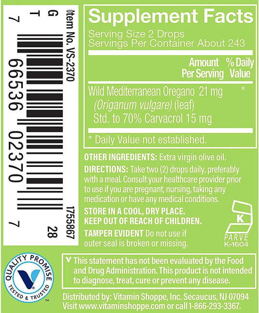 The Vitamin Shoppe Oil of Oregano 21MG, Liquid Herbal Supplement That
