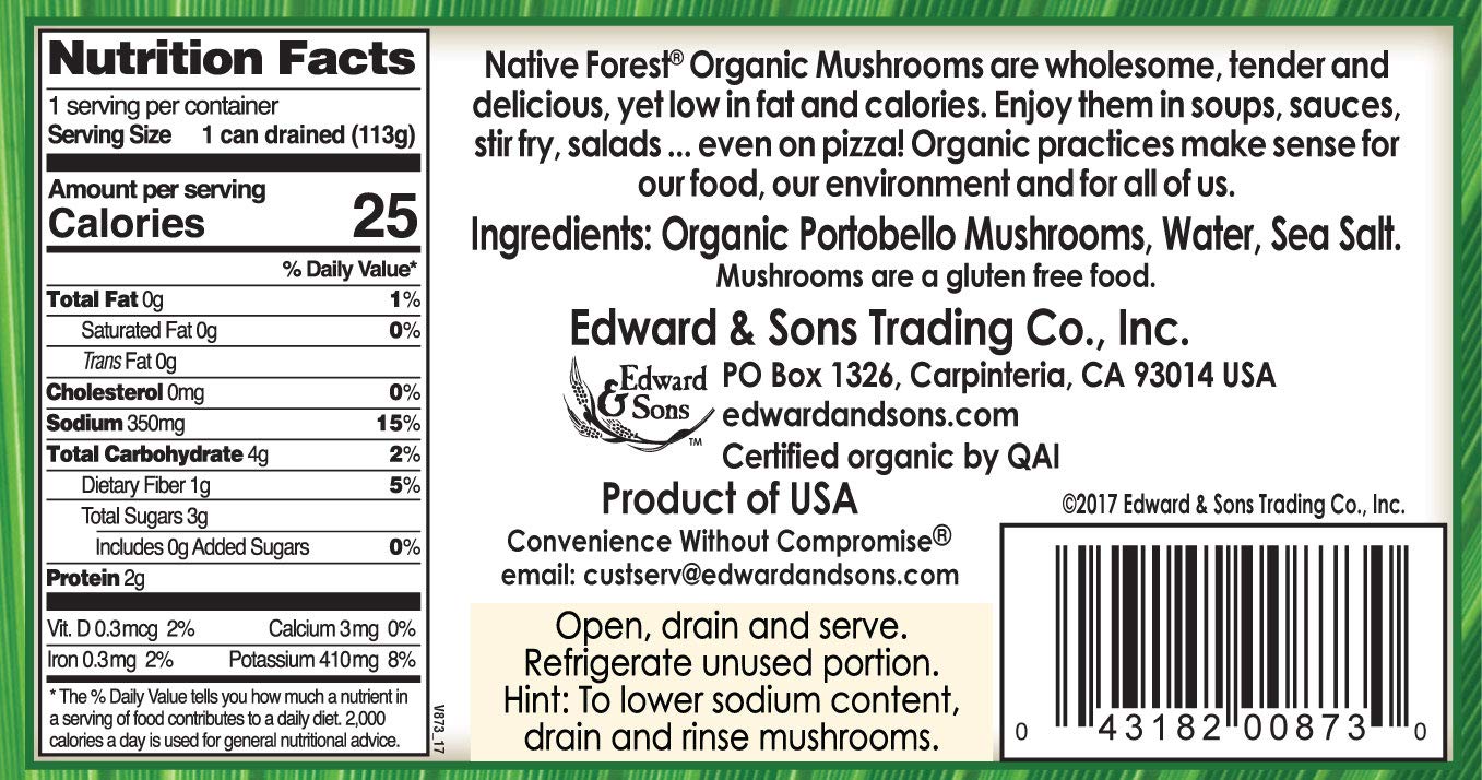 Native Forest Organic Sliced Portobello Mushrooms, 6.5 Ounce (Pack of 