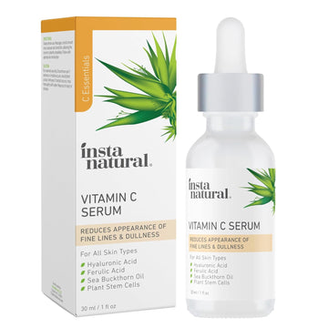 InstaNatural Vitamin C Face Serum, Brightens, Hydrates and Reduces Signs of Aging, with Vitamin C, Hyaluronic and Ferulic Acid, 1