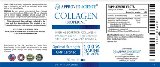 Approved Science Collagen Pills - Absorbable Marine Collagen Types I a