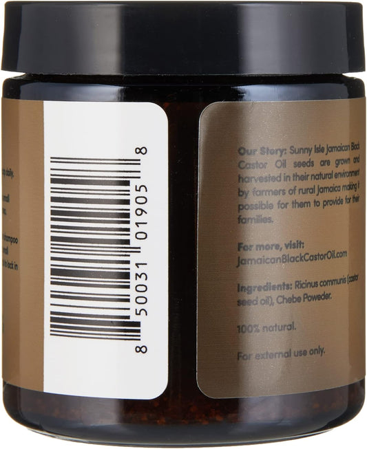 Sunny Isle Jamaican Black Castor Oil Pure Butter with African Chebe Powder 4oz | for Longer, Stronger Hair | Hair & Skin