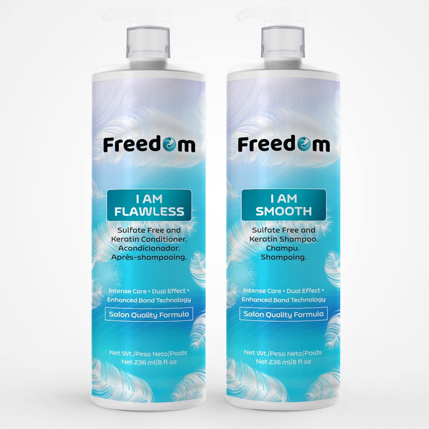 Freedom Bond Maintenance Keratin Conditioner and Shampoo Set| Deep Hydration and Purely Moisturizing | Sulfate and Chloride Free | Salon Quality Intense Care and Dual Effect |Enhanced Bond Technology by PRANA USA Net 236 ml/8