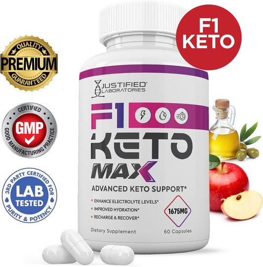 (2 Pack) F1 Keto Max 1200MG Pills Includes Apple Cider Vinegar goBHB Strong Exogenous Ketones Advanced Ketogenic Supplem