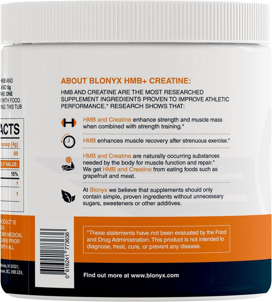 Blonyx HMB + Creatine Supplement - 3g Daily HMB for Enhanced