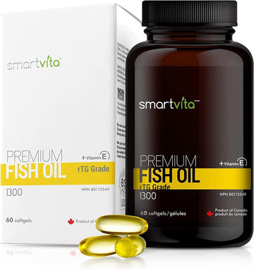 Smartvita - Premium Fish Oil, rTG Grade Omega 3, Fish Oil Omega 3, EPA, DHA, & Vitamin E Capsules, Multivitamins for Men