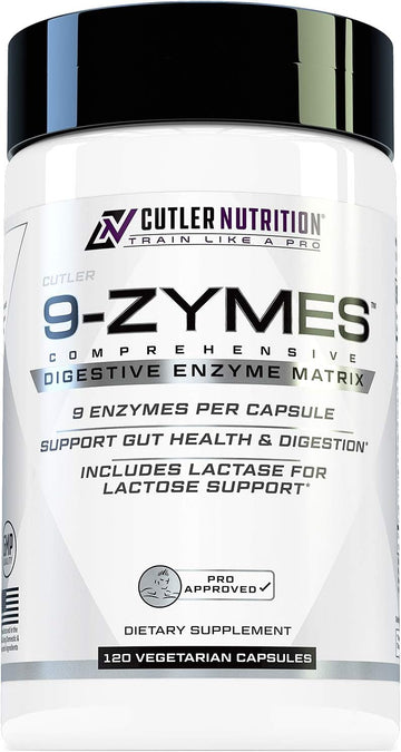 Cutler Nutrition 9-Zymes Digestive Enzyme Supplement: Contains Bromelain, Protease, Lipase, Lactase & More to Help Reduc