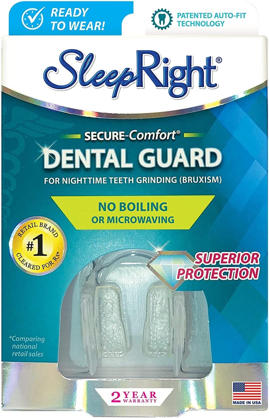 SleepRight Secure Comfort Dental Guard 1 ea (Pack of 2) - Packaging May Vary