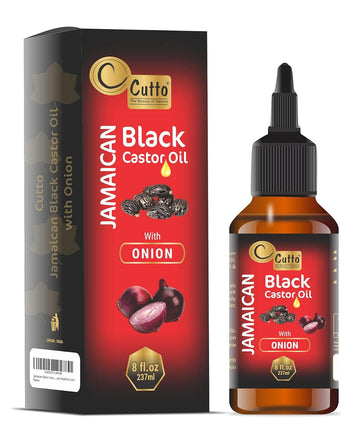 CUTTO -THE BEAUTY OF NATURE Jamaican Black Castor Oil with Onion Oil (8 Fl.Oz/237 Ml), Traditional & Typical Handmade Ro