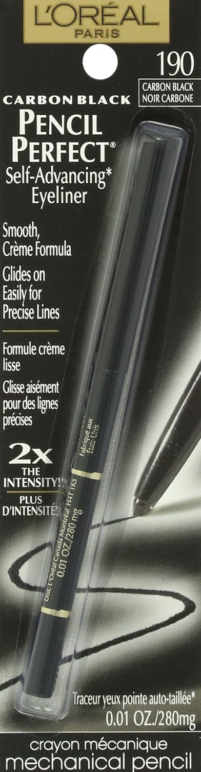 L'Oreal Paris Pencil Perfect Self-Advancing Eyeliner, Carbon Black, 0.01 ;