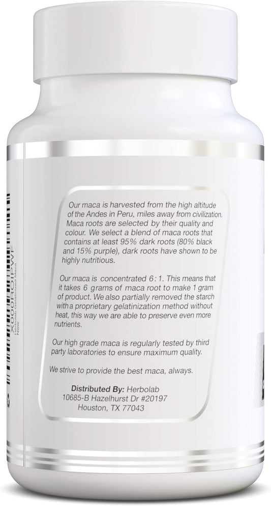 Black Maca Root Capsules Pure Organic Concentrate 6:1, Black & Purple