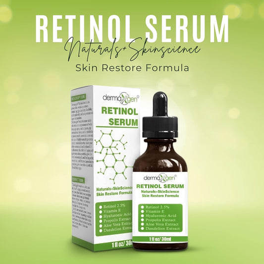 Dermaxgen Retinol Serum - Pure Organic Anti Aging, Anti Wrinkle Face Wrinkles | Renewing and Restore with Hyaluronic Acid, 1