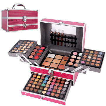 132 Color All In One Makeup Kit,Professional Makeup Case,Makeup Set for Teen Girls,Makeup Palette,Multicolor Eyeshadow Kit (006N1-Pink)