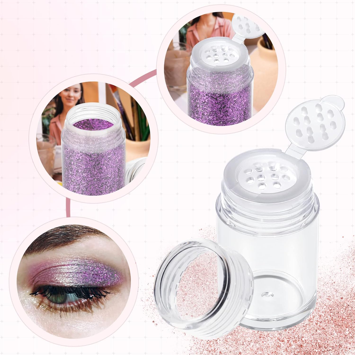 RAYNAG 6 Pieces Mini Empty Loose Powder Bottle Travel Cosmet