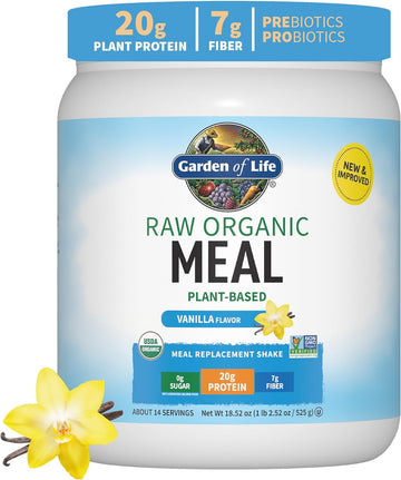 Garden of Life Vegan Protein Powder - Raw Organic Meal Replacement Shakes - Vanilla - Pea Protein, Greens and Probiotics