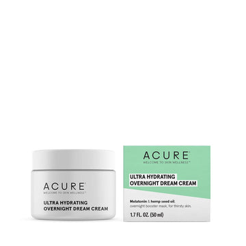 Acure Ultra Hydrating Overnight Dream Cream, 100% Vegan, Intense Moisture For Super Thirsty Skin, 1.7