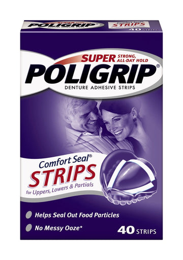 Super Poligrip Comfort Seal Denture Adhesive Strips, 40 Count