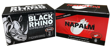 Napalm Coffee & Black Rhino Espresso Roast, Extra Bold Single Serve Cups, 24 Count