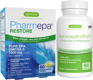 Pharmepa Restore + Ashwagandha+ L-Theanine & Magnesium Bundle, 1000Mg