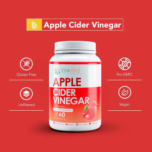 Vitawell Apple Cider Vinegar Gummy Vitamins, Dietary Supplem