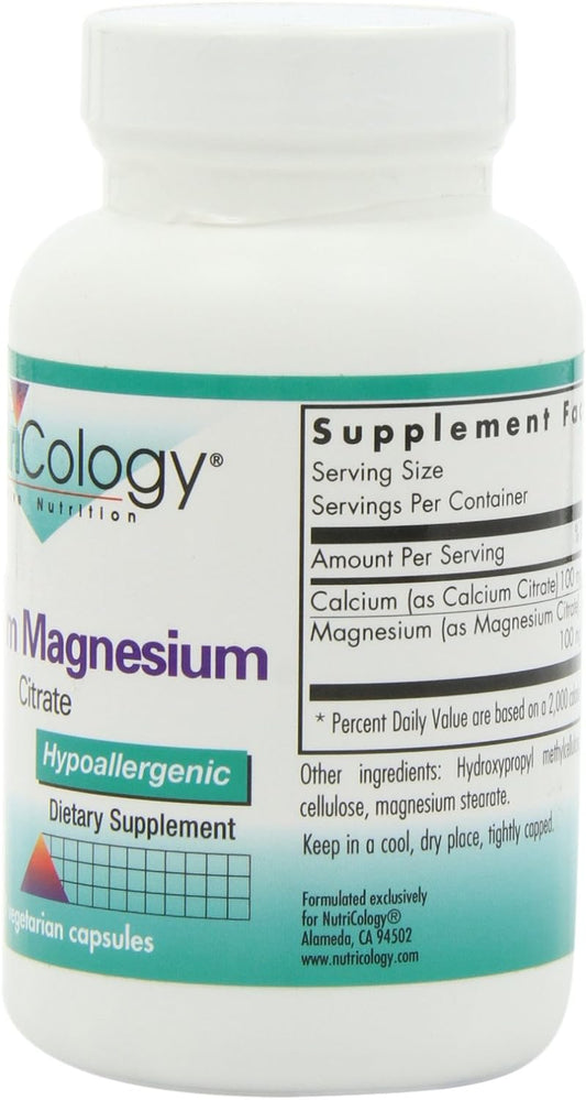 Nutricology Calcium Magnesium Citrate, Vegicaps, 100-Count
