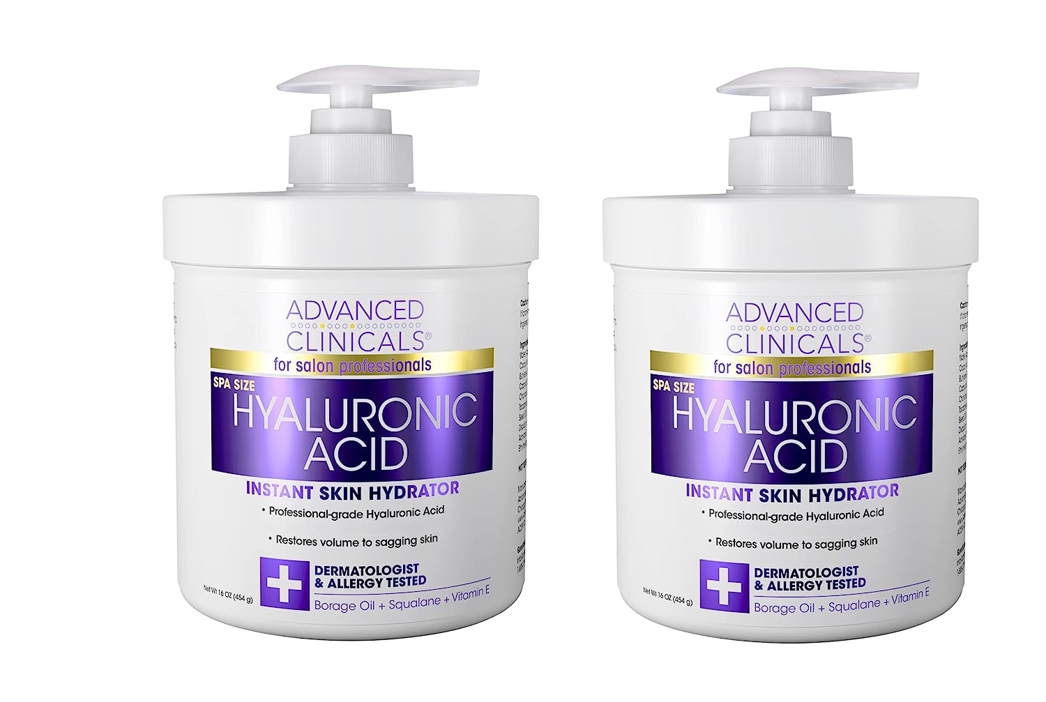 Advanced Clinicals Hyaluronic Acid Body Lotion & Face Moisturizer W/Vitamin E | Hydrating Dry Skin Firming Lotion Minimizes Look Of Wrinkles, Stretch Marks, & Crepey Skin | Skin Care Products, 2pc