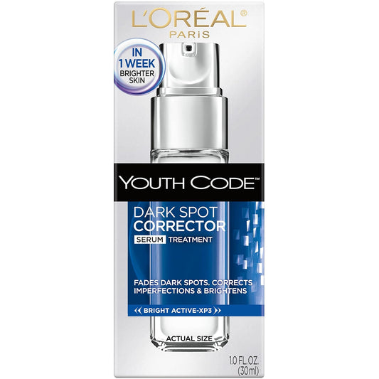 Dark Spot Corrector Face Serum for Even Skin Tone by L’Oreal Paris, Youth Code Anti-Aging Serum, Non-greasy, 1.0