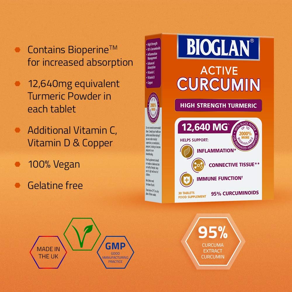 Bioglan Active Curcumin, High Strength Turmeric extract, 1 month suppl