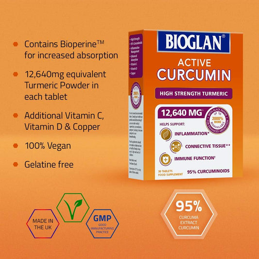 Bioglan Active Curcumin, High Strength Turmeric extract, 1 month suppl