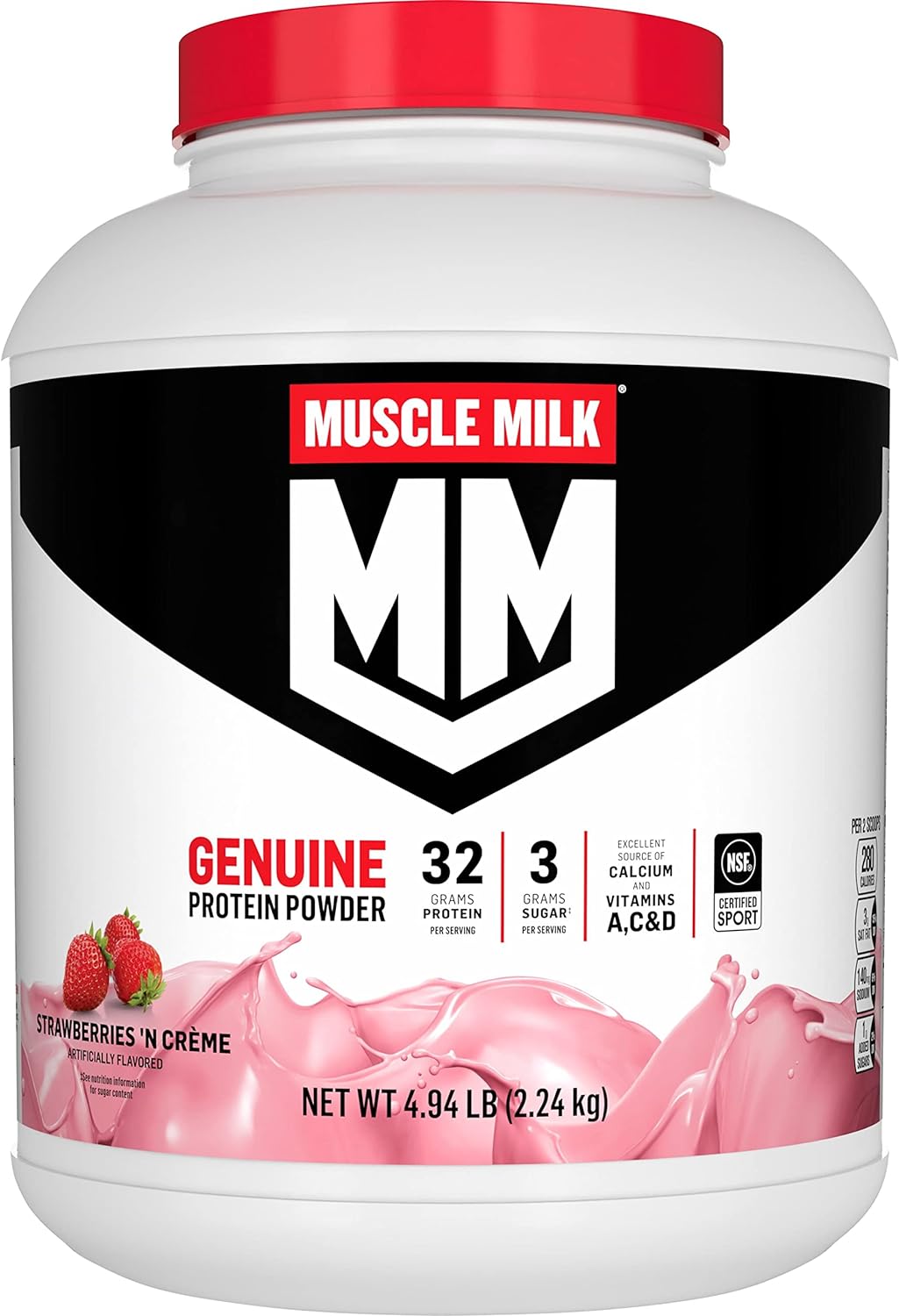 Muscle Milk Genuine Protein Powder, Strawberries 'N Crme, 32g Protein