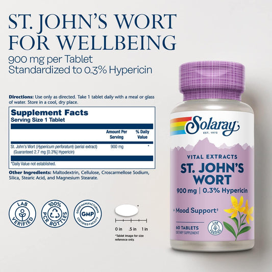 SOLARAY St. Johns Wort Aerial Extract One Daily 900mg, Standardized w/