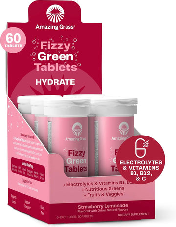 Amazing Grass Electrolyte Tablets, Fizzy Greens Water Flavoring Tablet