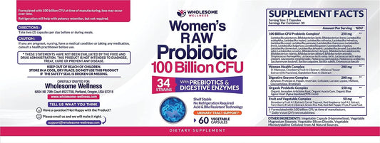 Dr. Formulated Raw Probiotics for Women 100 Billion CFUs with Prebioti2.08 Ounces