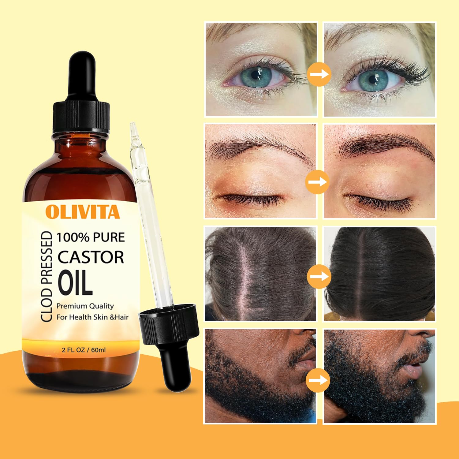  Olivita Pure Castor Oil Organic Cold Pressed Unrefined, Org