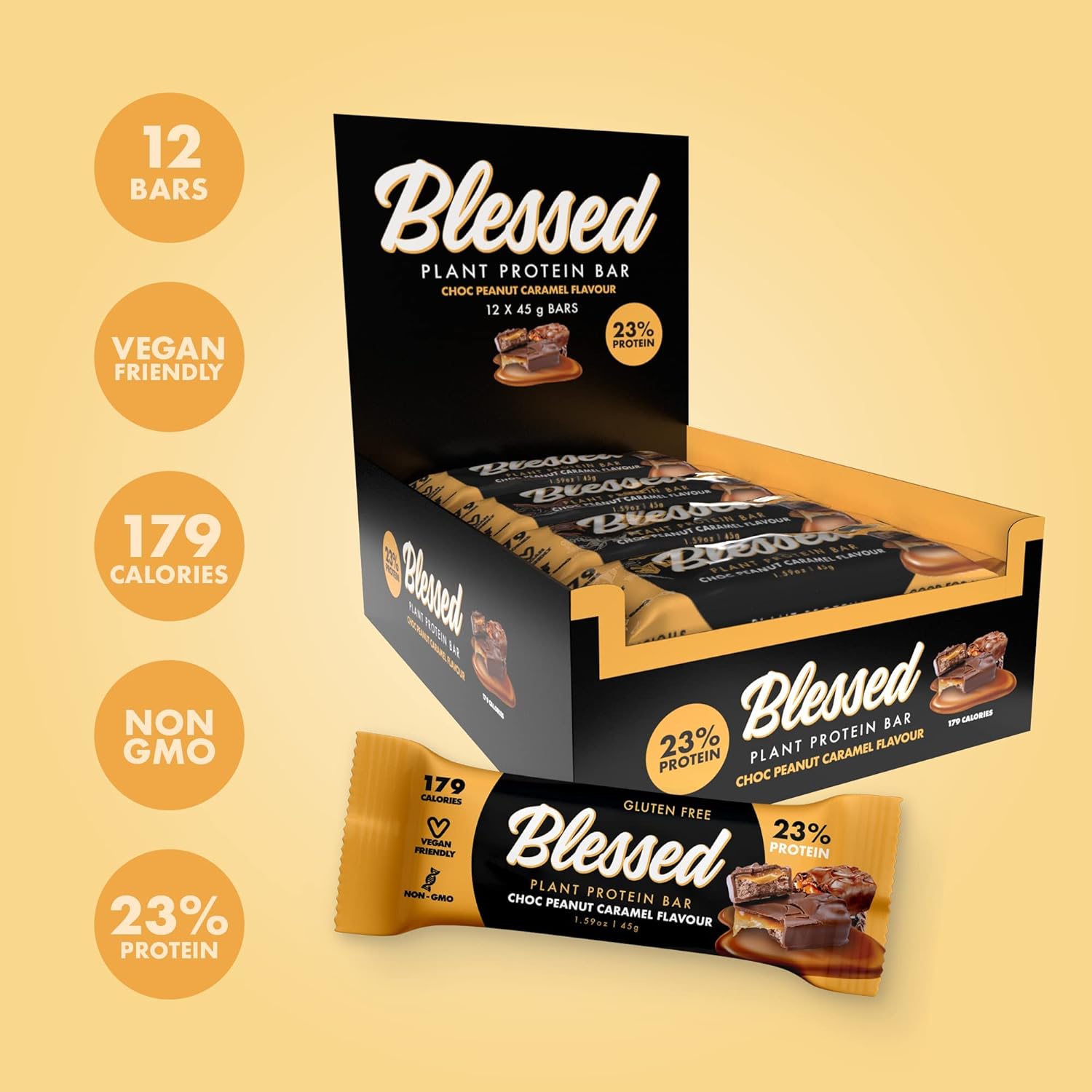 Blessed Vegan Protein Bars - Plant Based Protein Bars Low Calorie High