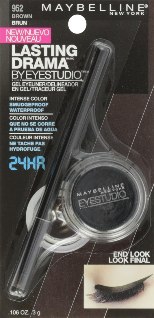 MAYBELLINE New York Eye Studio Lasting Drama Gel Eyeliner, Waterproof, Brown 952, 0.106  - packaging may vary