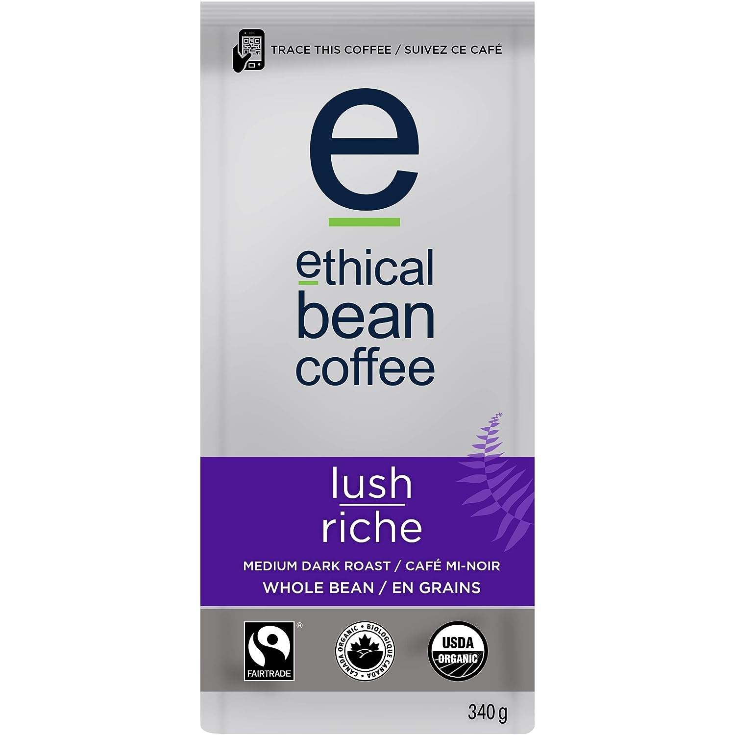 Lush Ethical Bean Coffee: Medium Dark Roast Whole Bean Coffee - USDA Certified Organic Coffee, Fair Trade Certified