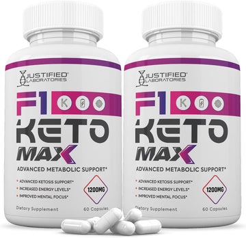 (2 Pack) F1 Keto Max 1200MG Pills Includes Apple Cider Vinegar goBHB Strong Exogenous Ketones Advanced Ketogenic Supplem
