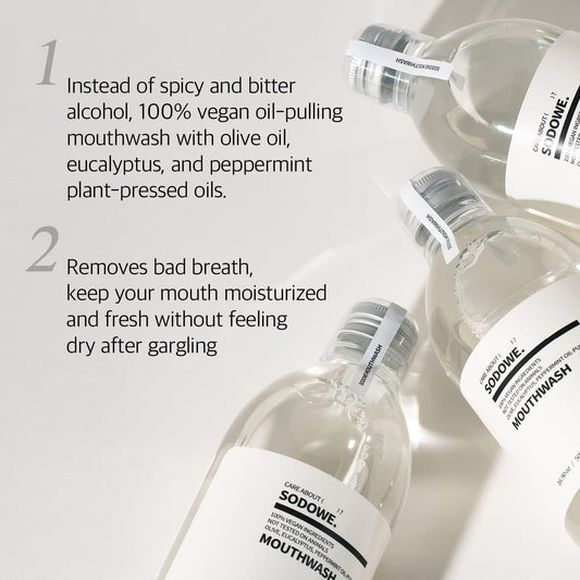 SODOWE. Vegan Oil-Pulling MOUTHWASH, 16.9  , Colorless and Odorless, Non-Alcohol Oral Rinse