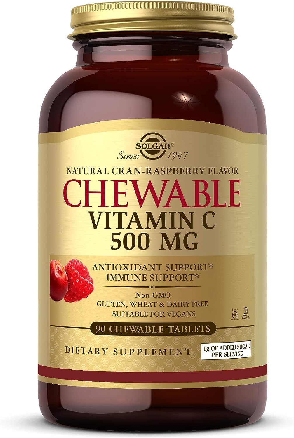 Solgar Vitamin C 500 mg Chewable Tablets, Cran Raspberry Flavor - 90 C