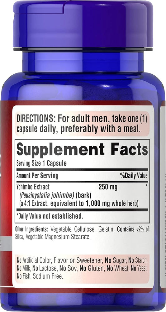 Puritan's Pride Yohimbe 1000 Mg, 50 Count, Vegetable Cellulose, Gelati