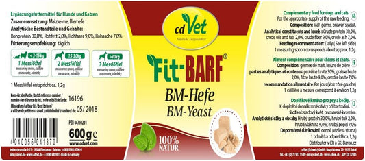 cdVet Naturprodukte Fit-Barf BM-Yeast 600 g - Dog & Cat - brewer's Yeast - Skin & Coat Support - biotin - folic Acid - I