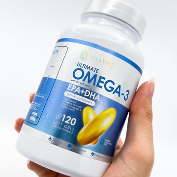 Vitawell Ultimate Omega-3 Lemon Soft gels, 120 Soft Gels, EPA+DHA, Highly Intensity Omega 3 Clinically Shown to Support