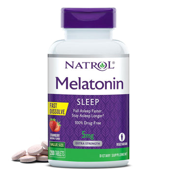 Natrol Melatonin 5mg, Strawberry-Flavored Dietary Supplement for Restf