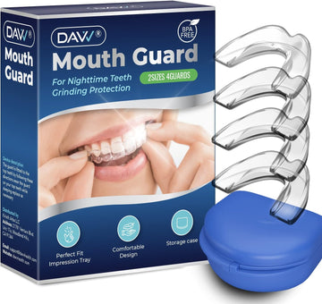 Mouth Guard for Clenching Teeth at Night Upgraded Night Guards for Teeth Grinding Professional Mouth Guard for Grinding Teeth Stops Bruxism and Teeth Clenching 2 Sizes with Hygiene Case (4 Piece Set)