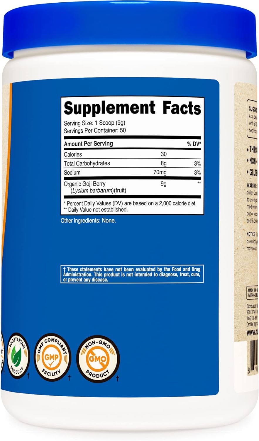  Nutricost Organic Goji Berry Powder (1lb) - USDA Certified 
