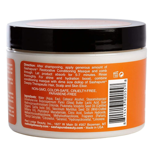 Sashapure Restorative Conditioning Masque with Sacha Inchi Oil - Color Safe, Sulfate-Free, Strengthening, Shine, Smoothing Hair Mask, 8 . (Pack of 6)